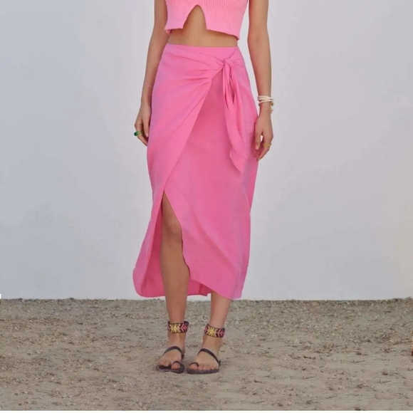 Zara knotted midi wrap skirt - Picture 6 of 10